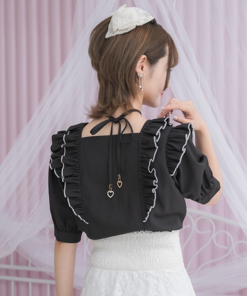 couture BY ROJITA（クチュールバイロジータ）の「ダブルリボンバイカラーブラウス（シャツ/ブラウス・レディース・パープル/ホワイト/ブラック・FREE）」の20枚目の写真