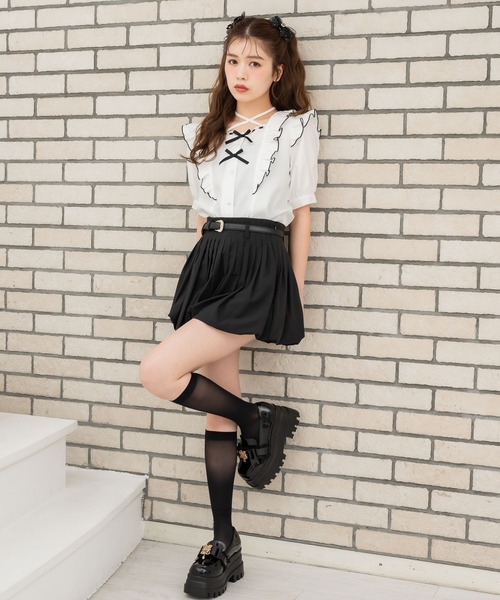 couture BY ROJITA（クチュールバイロジータ）の「ダブルリボンバイカラーブラウス（シャツ/ブラウス・レディース・パープル/ホワイト/ブラック・FREE）」の5枚目の写真