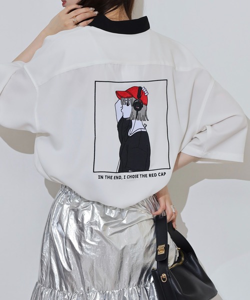 Red Cap Girl(レッドキャプガール)の「RED CAP GIRL RCGバック刺繍クレリック半袖シャツ(シャツ/ブラウス・メンズ・ホワイト/ブルー/ミント/グレイッシュベージュ/ブラック・M/L)」の7枚目の写真