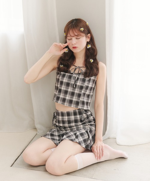 front ribbon no sleeve tops / フロントリボンノースリーブ