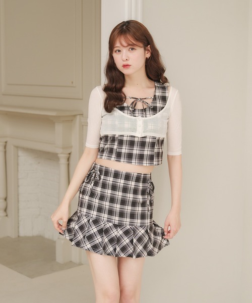 fupel（フぺル）の「front ribbon no sleeve tops / フロントリボンノースリーブトップス(セットアップ対応)（シャツ/ブラウス・レディース・グレー/ブラック・FREE）」の18枚目の写真