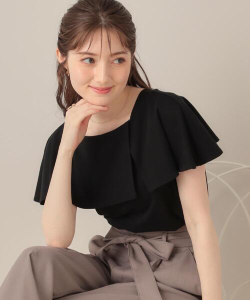 couture brooch（クチュールブローチ）の「【マシンウォッシャブル・UVケア・接触冷感】2WAYケープデザインカットソー（Tシャツ/カットソー・レディース・オフホワイト/サンドベージュ/ブラック・38/42/36）」の2枚目の写真