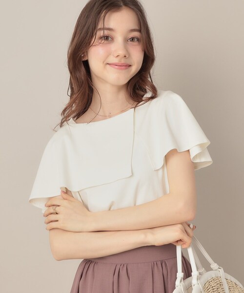 couture brooch（クチュールブローチ）の「【マシンウォッシャブル・UVケア・接触冷感】2WAYケープデザインカットソー（Tシャツ/カットソー・レディース・オフホワイト/サンドベージュ/ブラック・38/42/36）」の14枚目の写真