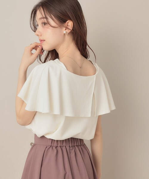 couture brooch（クチュールブローチ）の「【マシンウォッシャブル・UVケア・接触冷感】2WAYケープデザインカットソー（Tシャツ/カットソー・レディース・オフホワイト/サンドベージュ/ブラック・38/42/36）」の18枚目の写真