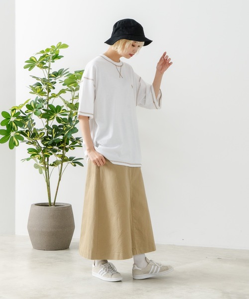 OUTDOOR EXCHANGE(アウトドアエクスチェンジ)の「【OUTDOOR EXCHANGE/アウトドアエクスチェンジ】×【ZERO STAIN/ゼロステイン】コラボ 配色 3本針ステッチ クルーネック Tシャツ(Tシャツ/カットソー・メンズ・ホワイト/アイボリー・MEDIUM/LARGE)」の5枚目の写真