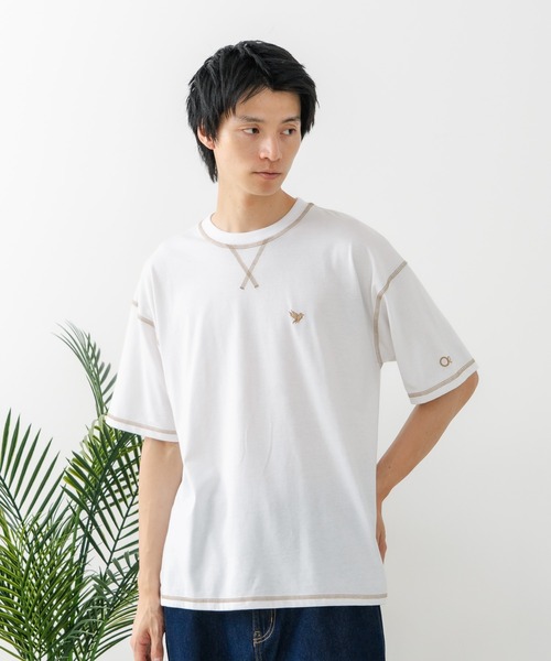 OUTDOOR EXCHANGE(アウトドアエクスチェンジ)の「【OUTDOOR EXCHANGE/アウトドアエクスチェンジ】×【ZERO STAIN/ゼロステイン】コラボ 配色 3本針ステッチ クルーネック Tシャツ(Tシャツ/カットソー・メンズ・ホワイト/アイボリー・MEDIUM/LARGE)」の19枚目の写真