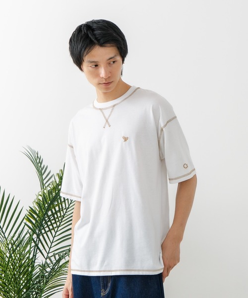 OUTDOOR EXCHANGE(アウトドアエクスチェンジ)の「【OUTDOOR EXCHANGE/アウトドアエクスチェンジ】×【ZERO STAIN/ゼロステイン】コラボ 配色 3本針ステッチ クルーネック Tシャツ(Tシャツ/カットソー・メンズ・ホワイト/アイボリー・MEDIUM/LARGE)」の20枚目の写真