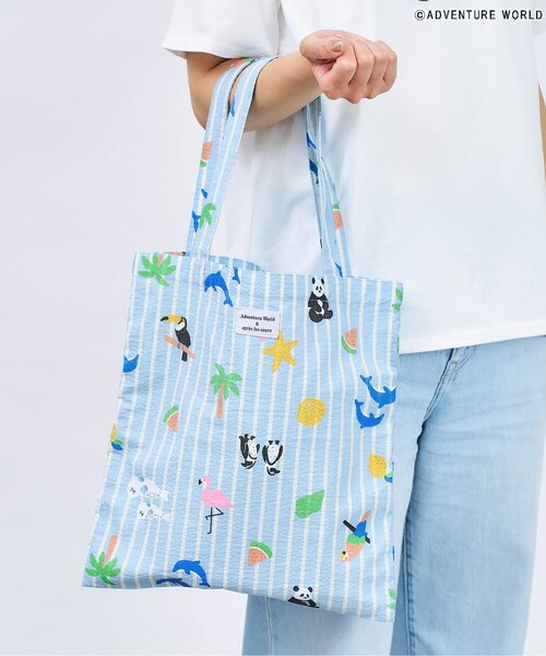 apres les cours(アプレレクール)の「【リンク】アドベンチャーワールドトートバッグ(トートバッグ・キッズ・オフホワイト/ブルー・FREE)」の2枚目の写真