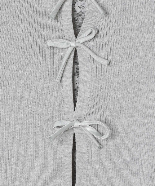 3.3 Field Trip （3.3フィールドトリップ）の「3.3 Field Trip／裾レースリボンカーディガン（ニット/セーター・レディース・ブラック/アイボリー/ダークグレー/ライトグレー・FREE）」の8枚目の写真