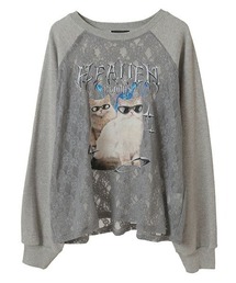 Candy Stripper 半袖トップス　ナンバリングT グレー半袖T Candy Stripper（キャンディストリッパー）の「CHAOS KITTEN