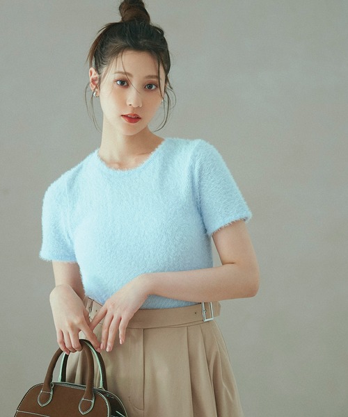 NATURAL BEAUTY BASIC(ナチュラルビューティーベーシック)の「◇フェザータッチTシャツ(Tシャツ/カットソー・レディース・オフホワイト/ブルー/ベージュ・FREE)」の1枚目の写真