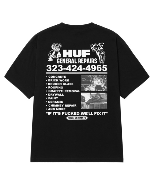 HUF(ハフ)の「GENERAL REPAIRS TEE(Tシャツ/カットソー・メンズ・ホワイト/ブラック・M/L/XL/XXL/S)」の5枚目の写真