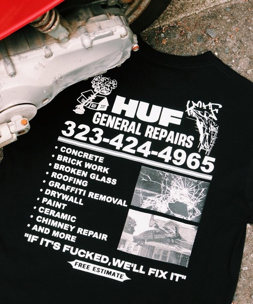 HUF(ハフ)の「GENERAL REPAIRS TEE(Tシャツ/カットソー・メンズ・ホワイト/ブラック・M/L/XL/XXL/S)」の17枚目の写真