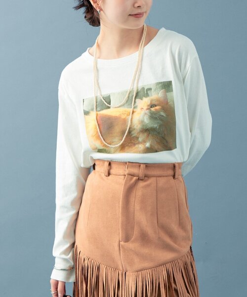 mystic（ミスティック）の「CATフォトロンT（Tシャツ/カットソー・レディース・アイボリー/オフホワイト・FREE）」の20枚目の写真