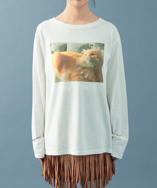 mystic（ミスティック）の「CATフォトロンT（Tシャツ/カットソー・レディース・アイボリー/オフホワイト・FREE）」の6枚目の写真