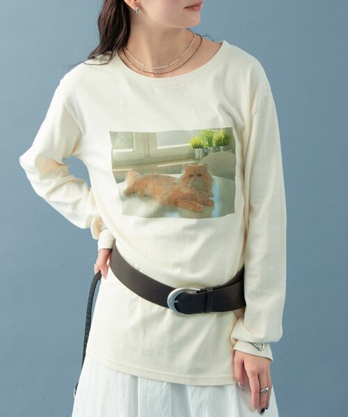 mystic（ミスティック）の「CATフォトロンT（Tシャツ/カットソー・レディース・アイボリー/オフホワイト・FREE）」の12枚目の写真