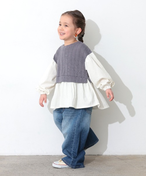 Ocean&Ground（オーシャン&グラウンド）の「Jr.ﾀｯｸﾊﾞｷﾞｰｽﾄﾚｰﾄﾃﾞﾆﾑﾊﾟﾝﾂ（デニムパンツ・キッズ・ダークインディゴブルー/ブラック・160/150）」の7枚目の写真