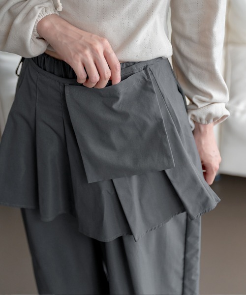 UNE MANSION（ユヌマンション）の「取り外し可能ユニークポケットラップスカート＆ワイドフリルスラックスセットパンツ（その他パンツ・レディース・ブラック/チャコールグレー・FREE）」の17枚目の写真