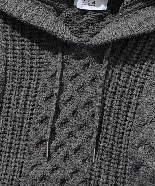 WEB限定】ボリュームケーブル ニット パーカー / ロングシーズン着用