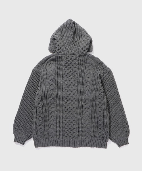 WEB限定】ボリュームケーブル ニット パーカー / ロングシーズン着用