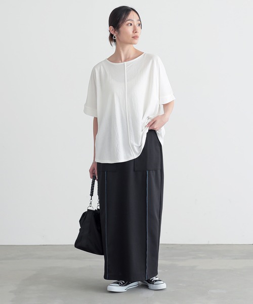 n'OrLABEL(ノアールレーベル)の「【接触冷感】配色ラインポンチナロースカート(スカート・レディース・ブラック/カーキ・1/2)」の13枚目の写真
