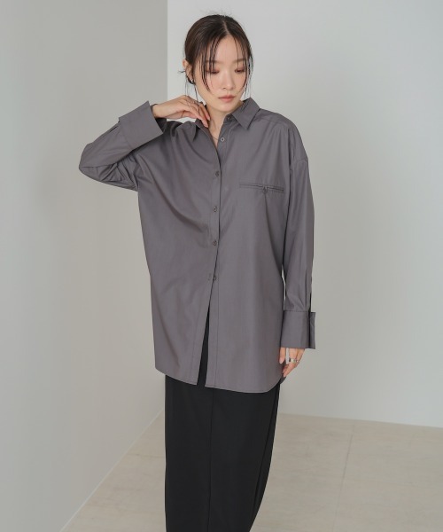 Bab(バブ)の「ロングシャツブラウス(シャツ/ブラウス・レディース・オフホワイト/チャコールグレー/ブラウン・M)」の20枚目の写真