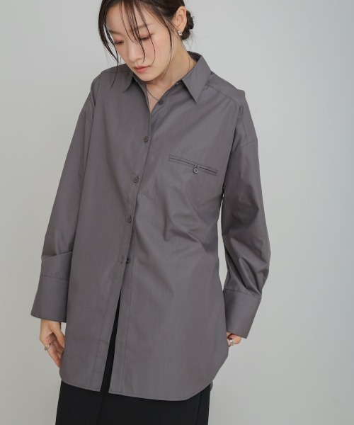 Bab(バブ)の「ロングシャツブラウス(シャツ/ブラウス・レディース・オフホワイト/チャコールグレー/ブラウン・M)」の21枚目の写真