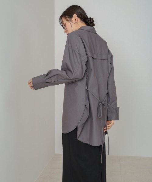 Bab(バブ)の「ロングシャツブラウス(シャツ/ブラウス・レディース・オフホワイト/チャコールグレー/ブラウン・M)」の22枚目の写真