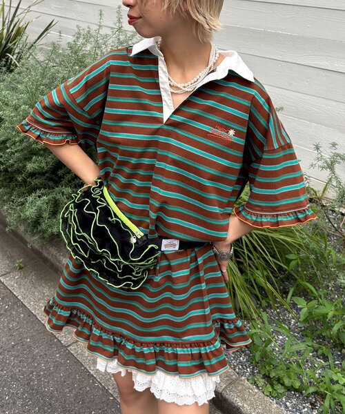 専用　アルベロベロ♥️ぶたさんお花柄クロスステッチ風カラフルシャツ襟チュニック HELLO.SANFRANCISCO（ハローサンフランシスコ） つけ襟 付け襟 「HELLO