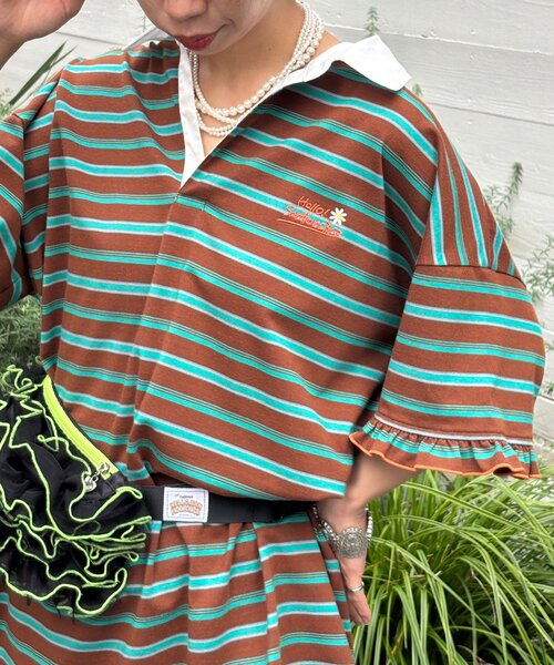 HELLO.SANFRANCISCO(ハローサンフランシスコ)の「【HELLO.SANFRANCISCO/ハローサンフランシスコ】ロゴ刺繍ラガーシャツチュニック(チュニック・レディース・ブラウン/ピンク/イエロー・ONE SIZE)」の16枚目の写真