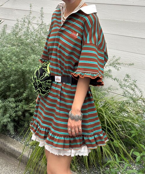 HELLO.SANFRANCISCO(ハローサンフランシスコ)の「【HELLO.SANFRANCISCO/ハローサンフランシスコ】ロゴ刺繍ラガーシャツチュニック(チュニック・レディース・ブラウン/ピンク/イエロー・ONE SIZE)」の17枚目の写真