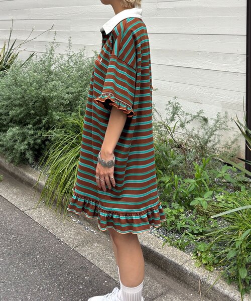 HELLO.SANFRANCISCO(ハローサンフランシスコ)の「【HELLO.SANFRANCISCO/ハローサンフランシスコ】ロゴ刺繍ラガーシャツチュニック(チュニック・レディース・ブラウン/ピンク/イエロー・ONE SIZE)」の11枚目の写真