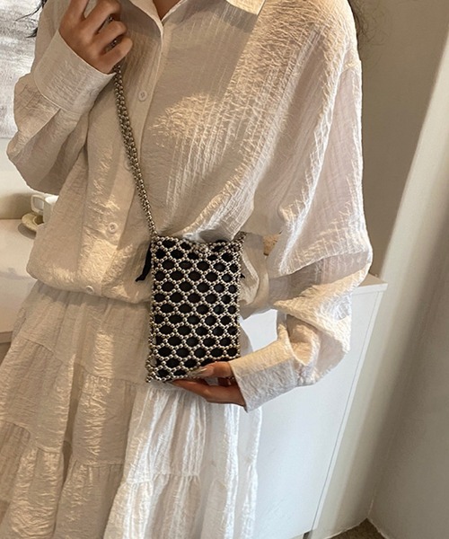 VIBGYOR（ヴィブジョー）の「Mignonjour/パールビーズミニショルダー M2811（ショルダーバッグ・レディース・ブラック/ホワイト・FREE）」の4枚目の写真