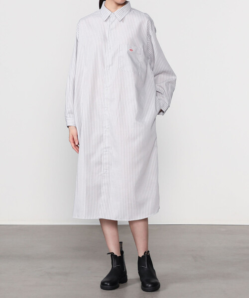 DANTON | プランサーボタン シャツワンピース STRIPE WOMEN