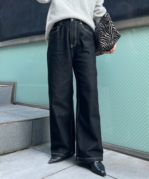 Jena espace merveilleux（ジェナ　エスパスメルヴェイユ）の「【5サイズ展開】【WEB限定】ストレートデニムパンツ（デニムパンツ・レディース・ネイビー/サックスブルー/ブラック・4/0/3/2/1）」の2枚目の写真