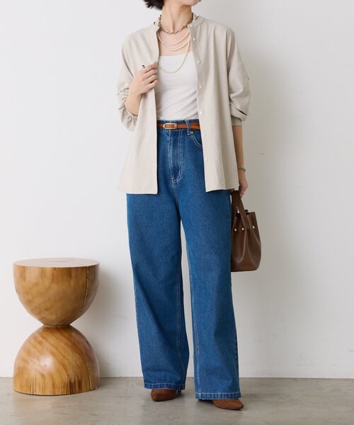 Jena espace merveilleux（ジェナ　エスパスメルヴェイユ）の「【5サイズ展開】【WEB限定】ストレートデニムパンツ（デニムパンツ・レディース・ネイビー/サックスブルー/ブラック・4/0/3/2/1）」の5枚目の写真