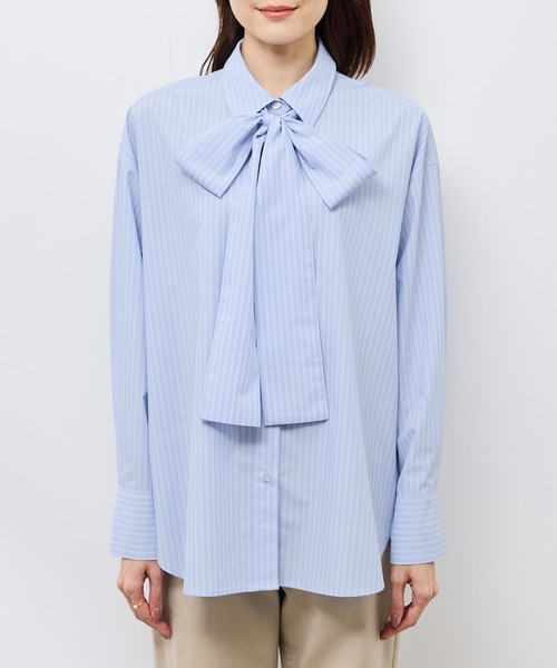 ROPE' PICNIC(ロペピクニック)の「【防シワ】ボウタイ付きレギュラーシャツ(シャツ/ブラウス・レディース・ブルー/オフホワイト/サックスブルー/ネイビー・FREE)」の20枚目の写真