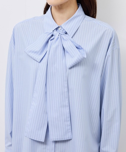 ROPE' PICNIC(ロペピクニック)の「【防シワ】ボウタイ付きレギュラーシャツ(シャツ/ブラウス・レディース・ブルー/オフホワイト/サックスブルー/ネイビー・FREE)」の17枚目の写真