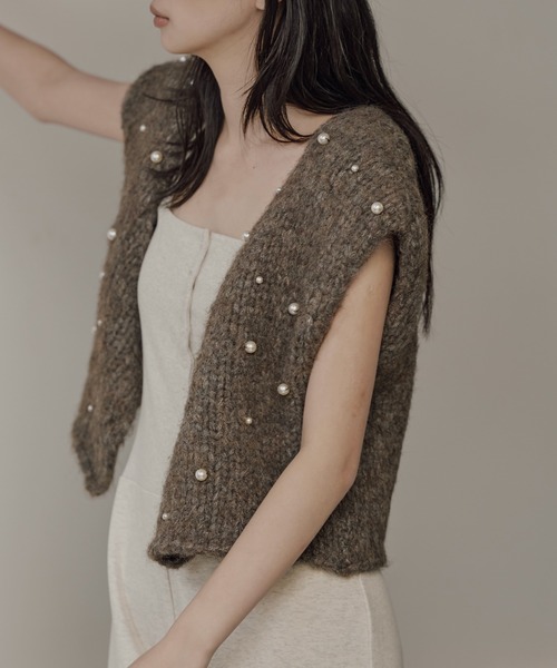handmade random pearl knit vest（ベスト）｜WILLFULLY（ウィルフリー