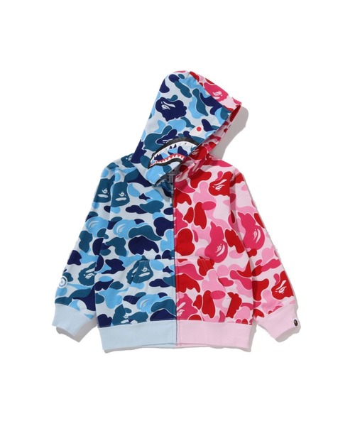 A BATHING APE（アベイシングエイプ）の「ABC CAMO MULTI SHARK ZIP HOODIE（パーカー・キッズ・グリーン/ブルー・130/110/100/90/120/140）」の4枚目の写真