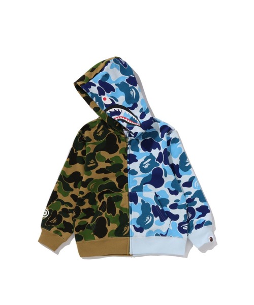 A BATHING APE（アベイシングエイプ）の「ABC CAMO MULTI SHARK ZIP HOODIE（パーカー・キッズ・グリーン/ブルー・130/110/100/90/120/140）」の5枚目の写真