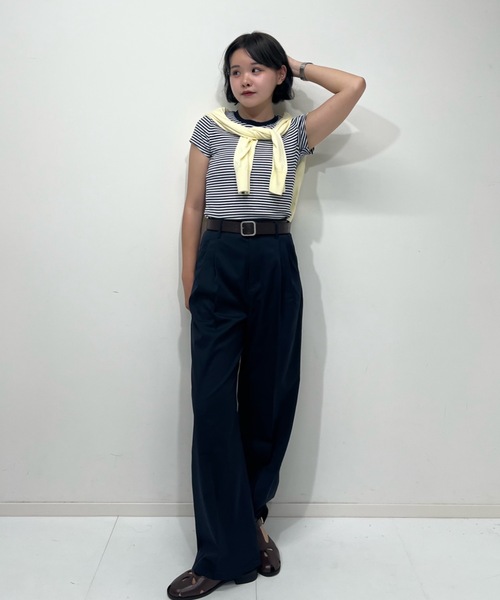 ZOZOMARKET（ゾゾマーケット）の「ZOZOMARKET by tomoka - スパンライクハイウエストタックスラックス（スラックス・レディース・ダークネイビー・マルチサイズ）」の9枚目の写真