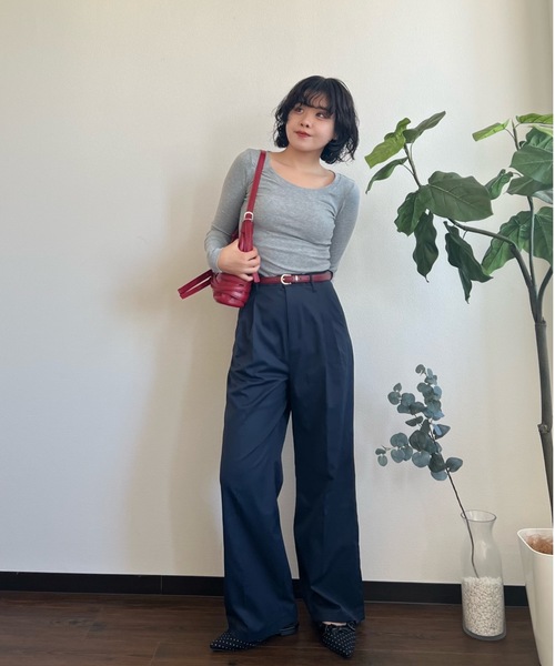 ZOZOMARKET（ゾゾマーケット）の「ZOZOMARKET by tomoka - スパンライクハイウエストタックスラックス（スラックス・レディース・ダークネイビー・マルチサイズ）」の19枚目の写真