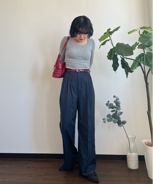 ZOZOMARKET（ゾゾマーケット）の「ZOZOMARKET by tomoka - スパンライクハイウエストタックスラックス（スラックス・レディース・ダークネイビー・マルチサイズ）」の20枚目の写真