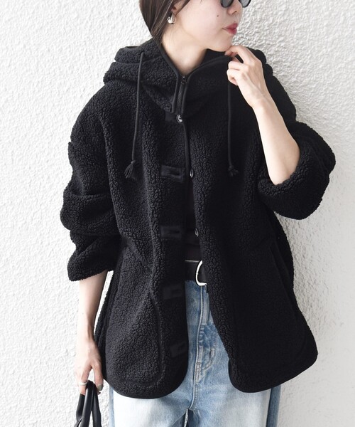 SHIPS any:〈洗濯機可能〉ボア フリース 2WAY フーディー ブルゾン