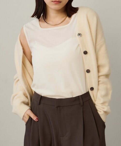 Omekashi(オメカシ)の「シアーベロアタンクトップ(タンクトップ・レディース・オフホワイト/チャコールグレー/ブラック・FREE)」の1枚目の写真