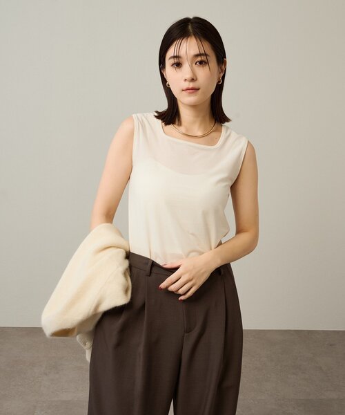 Omekashi(オメカシ)の「シアーベロアタンクトップ(タンクトップ・レディース・オフホワイト/チャコールグレー/ブラック・FREE)」の16枚目の写真