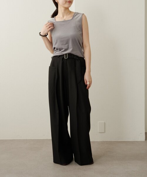 Omekashi(オメカシ)の「シアーベロアタンクトップ(タンクトップ・レディース・オフホワイト/チャコールグレー/ブラック・FREE)」の10枚目の写真