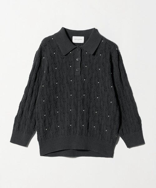 UNITED ARROWS（ユナイテッドアローズ）の「フェイクパール レース プルオーバー ニット ウォッシャブル（ニット/セーター・レディース・ダークグレー/ブラック・FREE）」の10枚目の写真