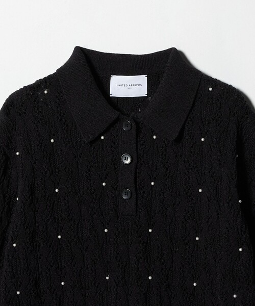 フェイクパール レース プルオーバー ニット ウォッシャブル